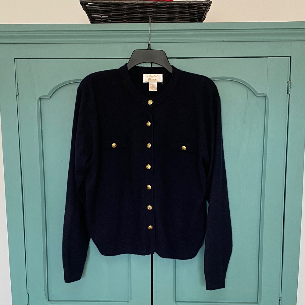 Tally Ho Dark Blue Knit with Gold Buttons